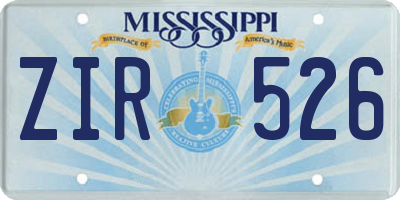 MS license plate ZIR526
