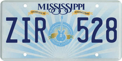 MS license plate ZIR528