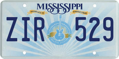 MS license plate ZIR529