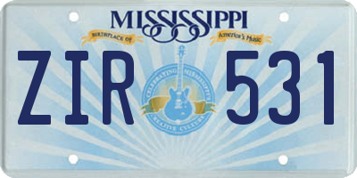 MS license plate ZIR531