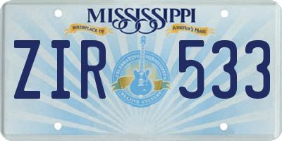 MS license plate ZIR533