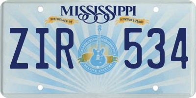 MS license plate ZIR534