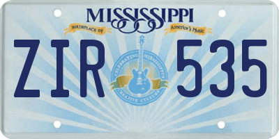 MS license plate ZIR535