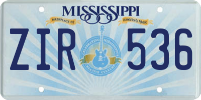MS license plate ZIR536
