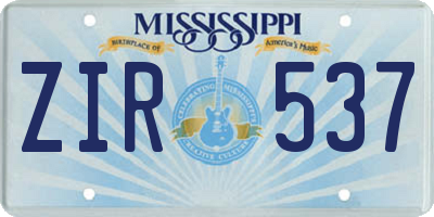 MS license plate ZIR537