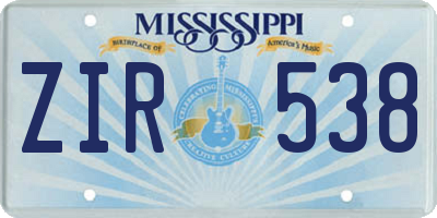 MS license plate ZIR538