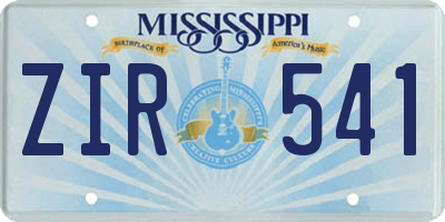 MS license plate ZIR541