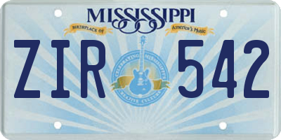 MS license plate ZIR542