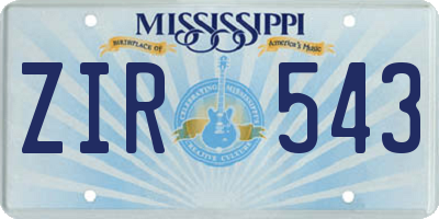 MS license plate ZIR543