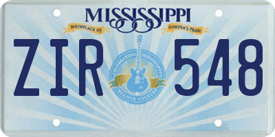MS license plate ZIR548