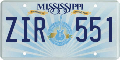 MS license plate ZIR551