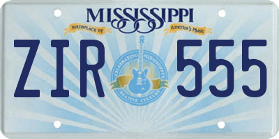 MS license plate ZIR555