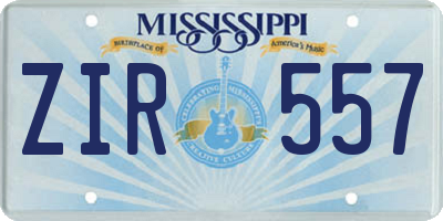 MS license plate ZIR557