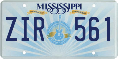 MS license plate ZIR561