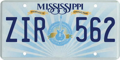 MS license plate ZIR562