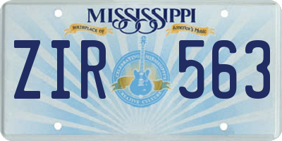 MS license plate ZIR563
