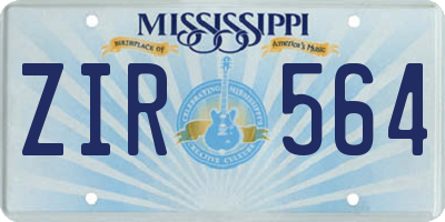 MS license plate ZIR564