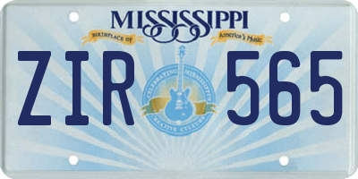 MS license plate ZIR565