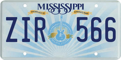 MS license plate ZIR566