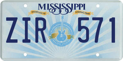 MS license plate ZIR571