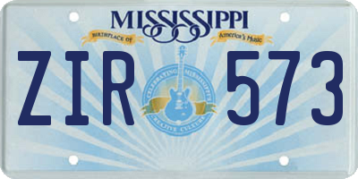 MS license plate ZIR573