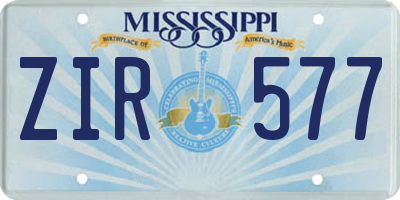 MS license plate ZIR577