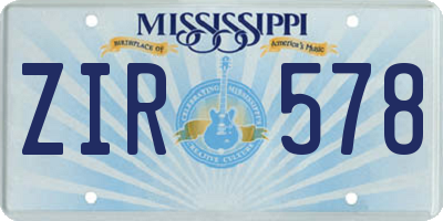 MS license plate ZIR578