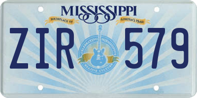 MS license plate ZIR579