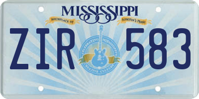 MS license plate ZIR583