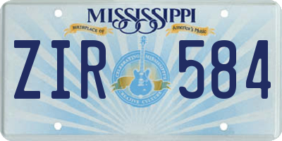 MS license plate ZIR584