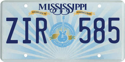 MS license plate ZIR585