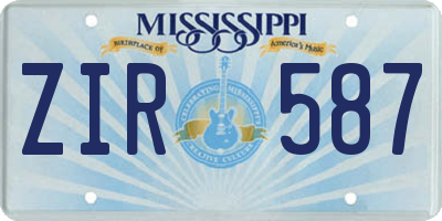 MS license plate ZIR587