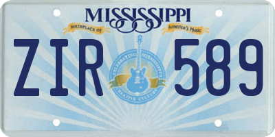 MS license plate ZIR589