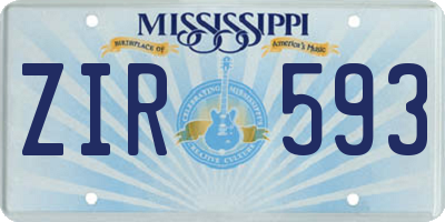MS license plate ZIR593
