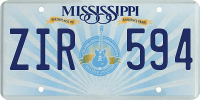 MS license plate ZIR594