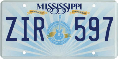 MS license plate ZIR597