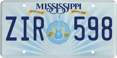 MS license plate ZIR598