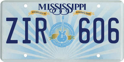 MS license plate ZIR606