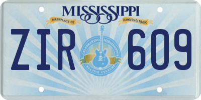 MS license plate ZIR609