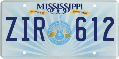 MS license plate ZIR612