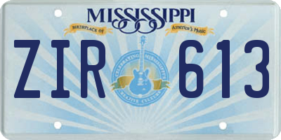 MS license plate ZIR613