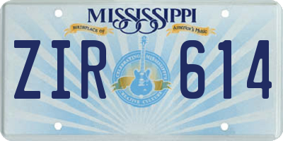 MS license plate ZIR614