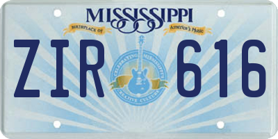 MS license plate ZIR616