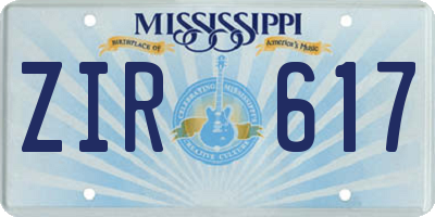 MS license plate ZIR617