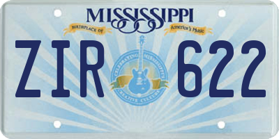 MS license plate ZIR622
