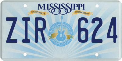 MS license plate ZIR624