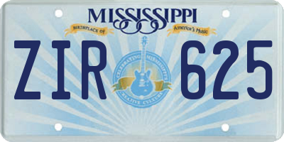 MS license plate ZIR625