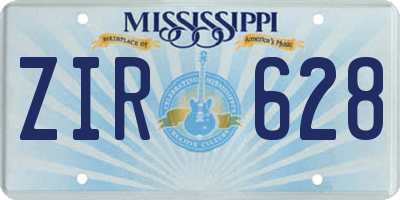 MS license plate ZIR628