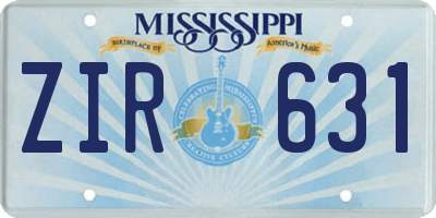 MS license plate ZIR631