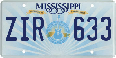 MS license plate ZIR633